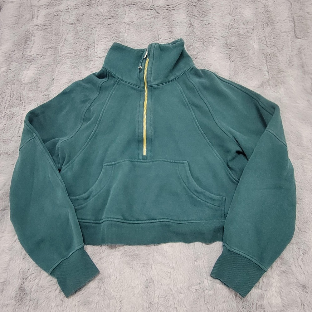 Lululemon‎ Scuba Oversized Half Zip Sweatshirt Women XS/S Green Funnel Neck